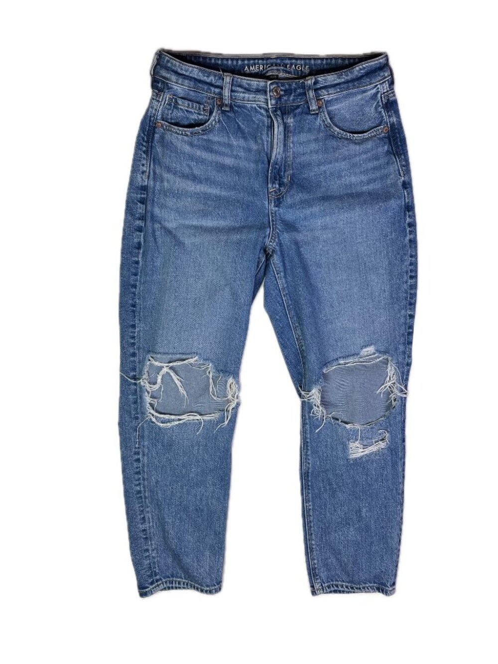 American Eagle Size 10 Short Mom Jean Strigid Distressed